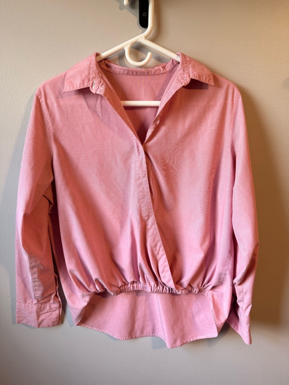 Pink Collared Long-Sleeve Blouse Women’s M